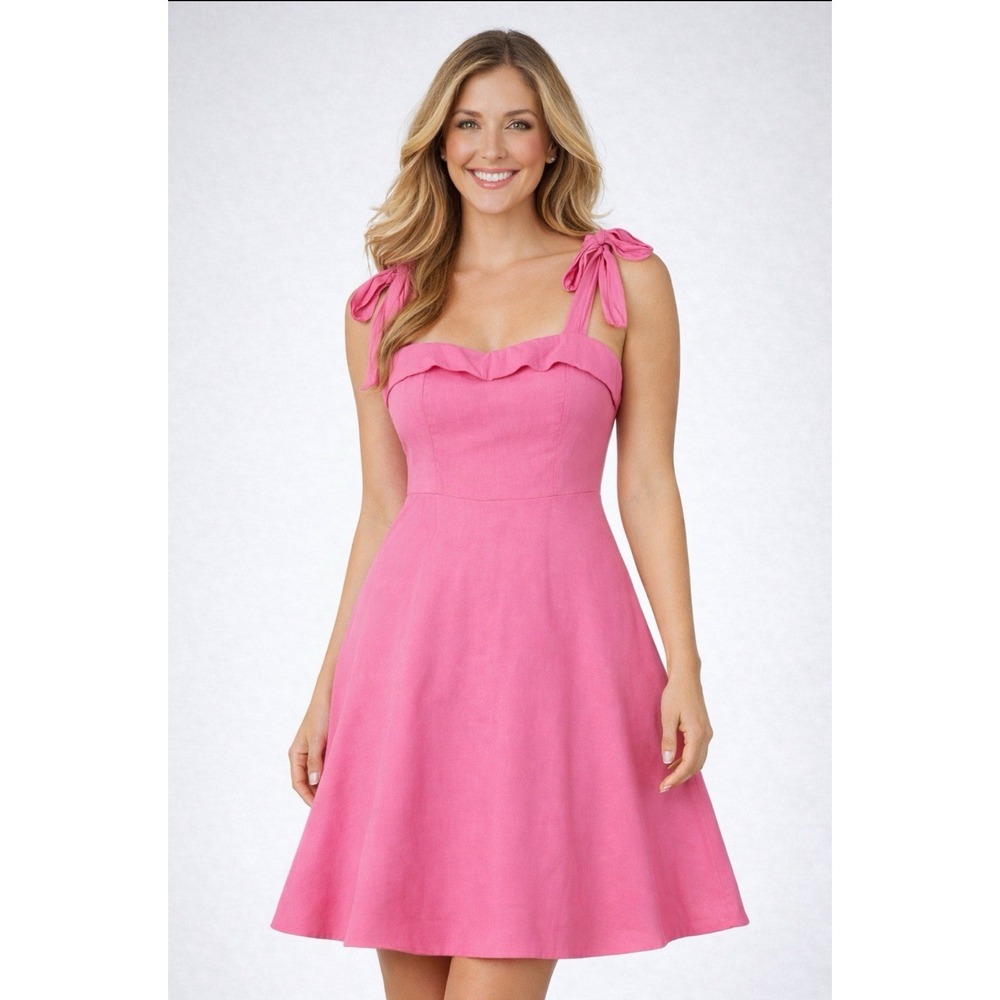 Mi Ami for Francesca's Pink Tie‎ Strap Mini A Line Women's Dress  Size S